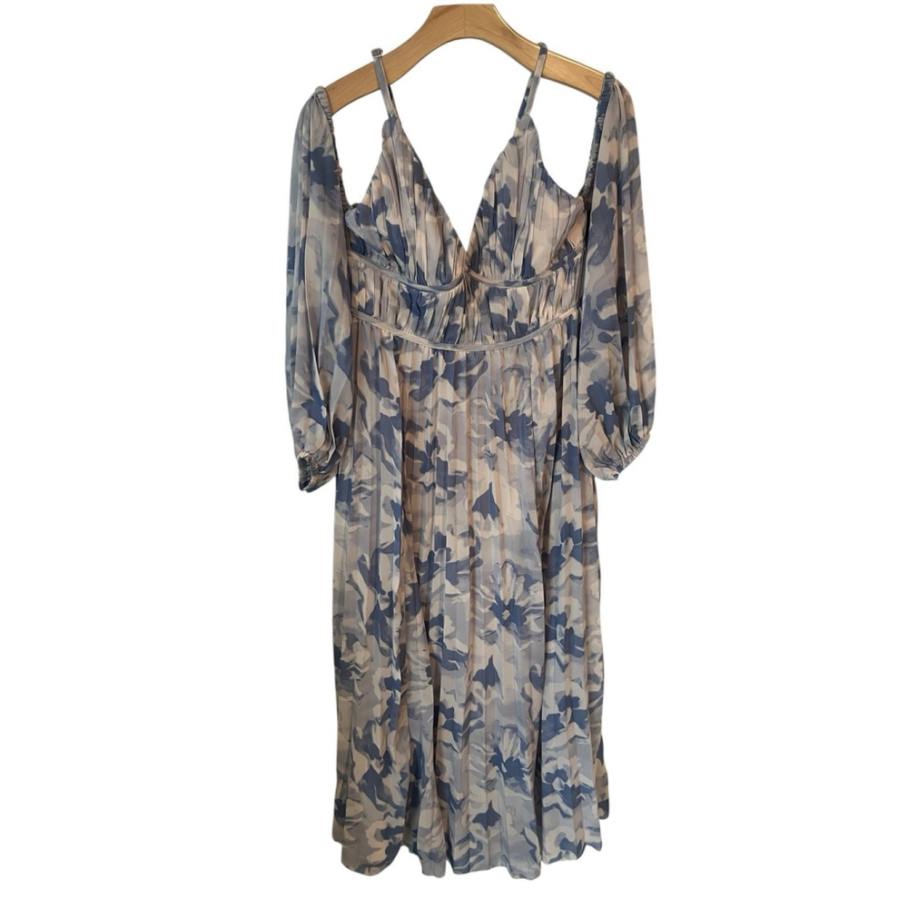 ASOS Maxi Dress Womens 8 Long Sleeve Cold Shoulder Blue Violet